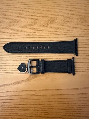 Black Leather Watch Band with Matte Black Buckle